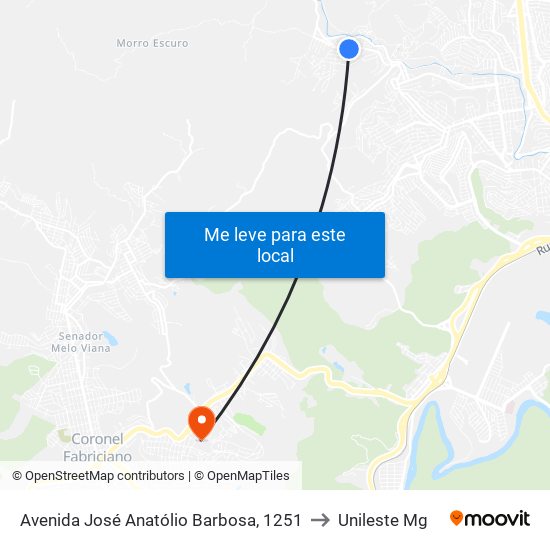 Avenida José Anatólio Barbosa, 1251 to Unileste Mg map