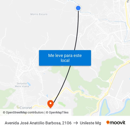 Avenida José Anatólio Barbosa, 2106 to Unileste Mg map