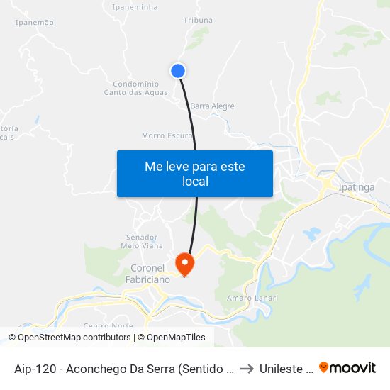 Aip-120 - Aconchego Da Serra (Sentido Ipatinga) to Unileste Mg map