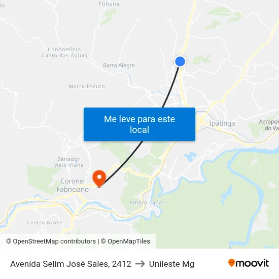 Avenida Selim José Sales, 2412 to Unileste Mg map