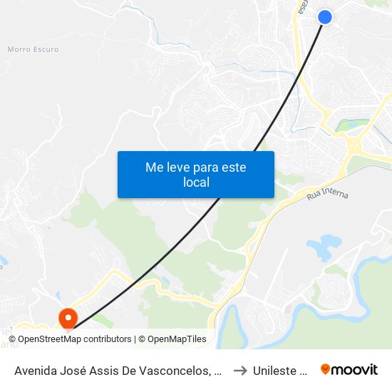 Avenida José Assis De Vasconcelos, 619 to Unileste Mg map