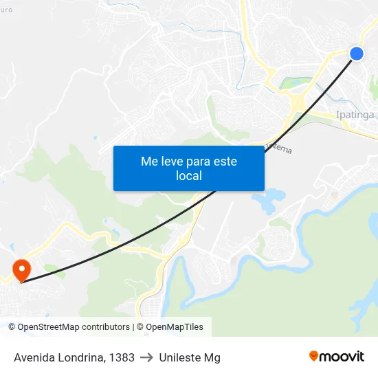 Avenida Londrina, 1383 to Unileste Mg map