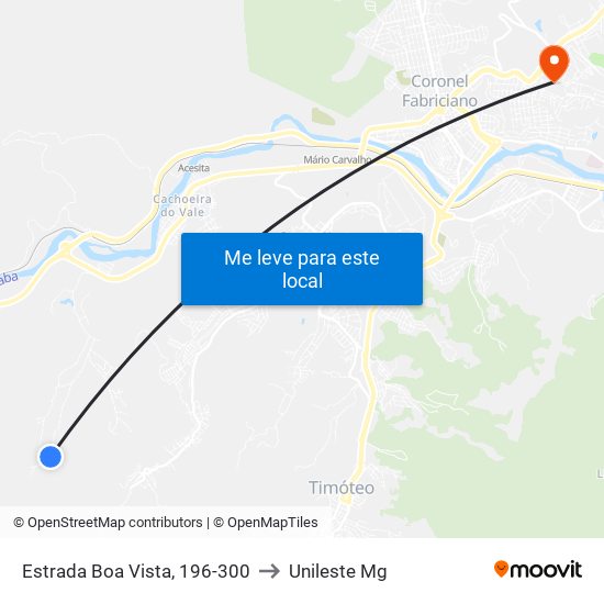 Estrada Boa Vista, 196-300 to Unileste Mg map