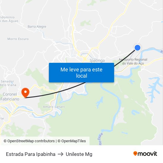 Estrada Para Ipabinha to Unileste Mg map