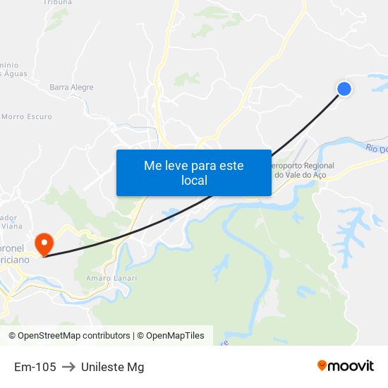 Em-105 to Unileste Mg map