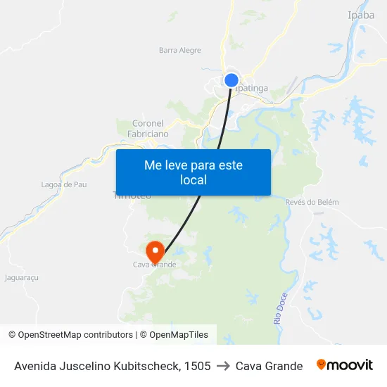 Avenida Juscelino Kubitscheck, 1505 to Cava Grande map