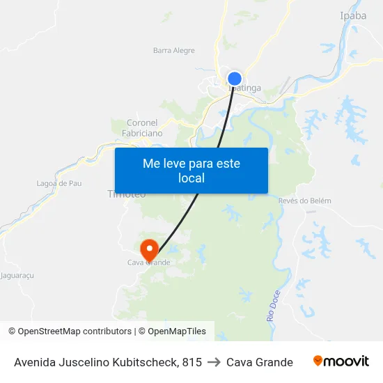 Avenida Juscelino Kubitscheck, 815 to Cava Grande map
