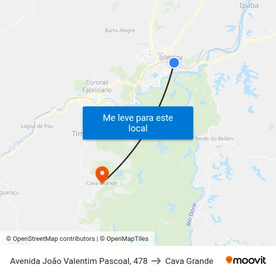 Avenida João Valentim Pascoal, 478 to Cava Grande map