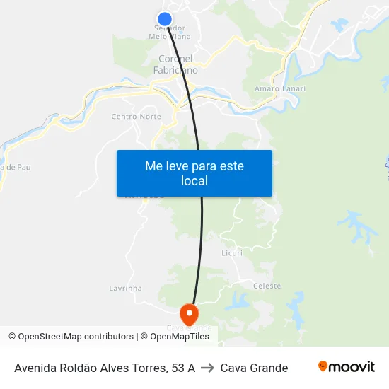 Avenida Roldão Alves Torres, 53 A to Cava Grande map