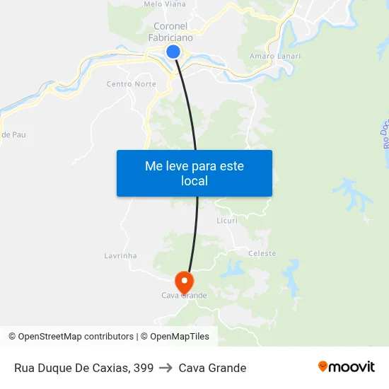 Rua Duque De Caxias, 399 to Cava Grande map