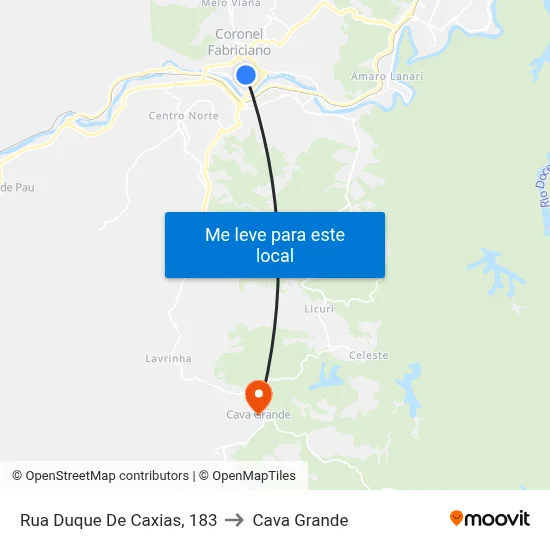 Rua Duque De Caxias, 183 to Cava Grande map