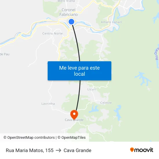 Rua Maria Matos, 155 to Cava Grande map