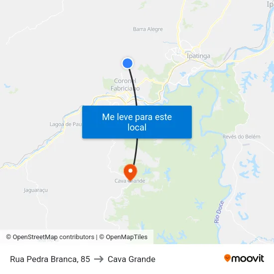 Rua Pedra Branca, 85 to Cava Grande map