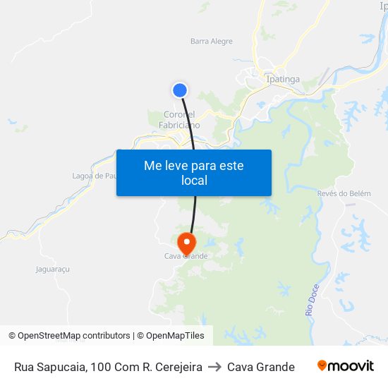 Rua Sapucaia, 100 Com R. Cerejeira to Cava Grande map