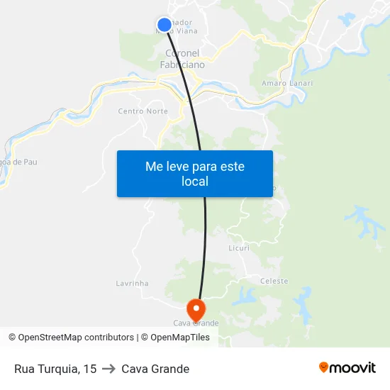 Rua Turquia, 15 to Cava Grande map