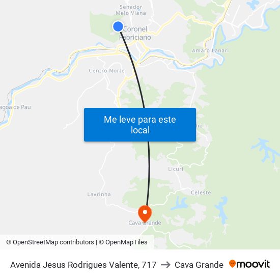 Avenida Jesus Rodrigues Valente, 717 to Cava Grande map