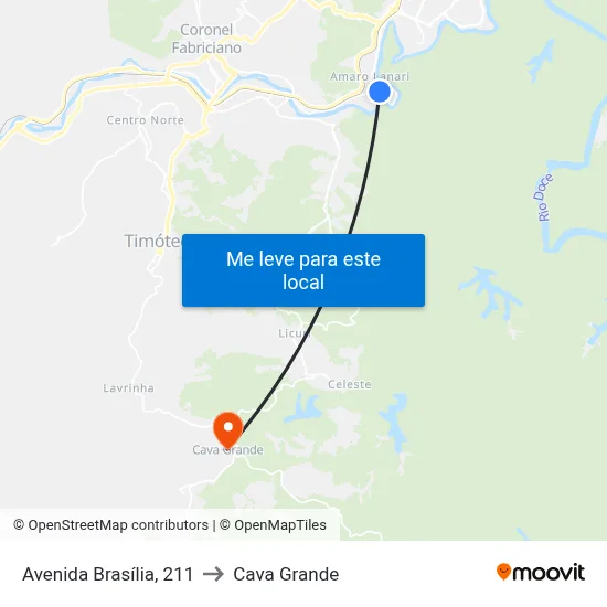 Avenida Brasília, 211 to Cava Grande map