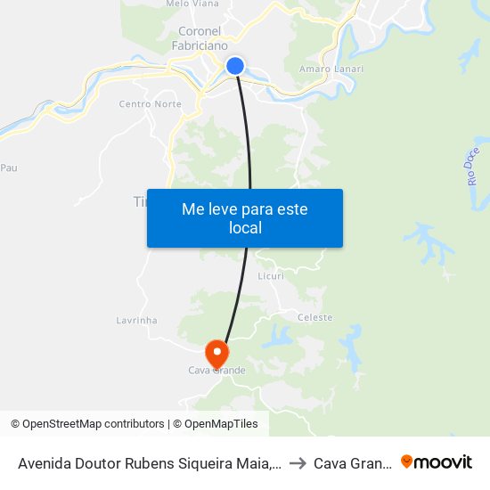 Avenida Doutor Rubens Siqueira Maia, 778 to Cava Grande map