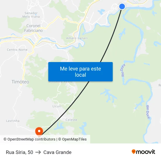 Rua Síria, 50 to Cava Grande map