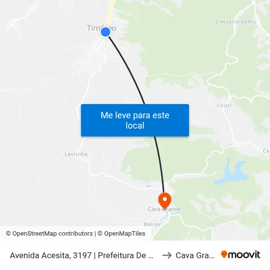 Avenida Acesita, 3197 | Prefeitura De Timóteo to Cava Grande map