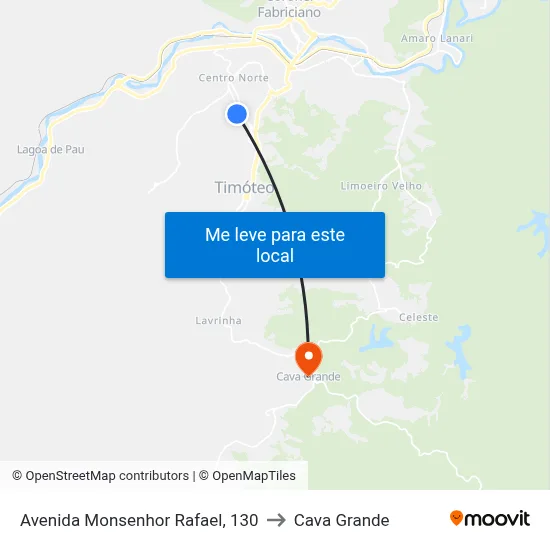 Avenida Monsenhor Rafael, 130 to Cava Grande map