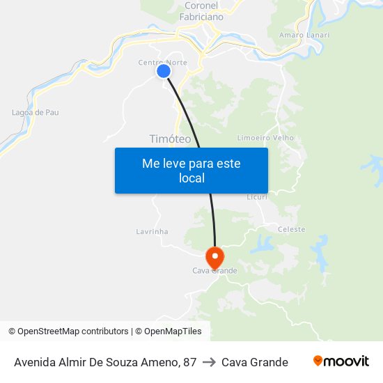 Avenida Almir De Souza Ameno, 87 to Cava Grande map