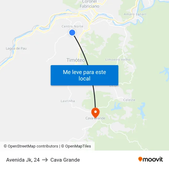 Avenida Jk, 24 to Cava Grande map