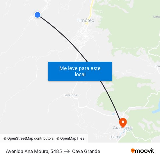 Avenida Ana Moura, 5485 to Cava Grande map