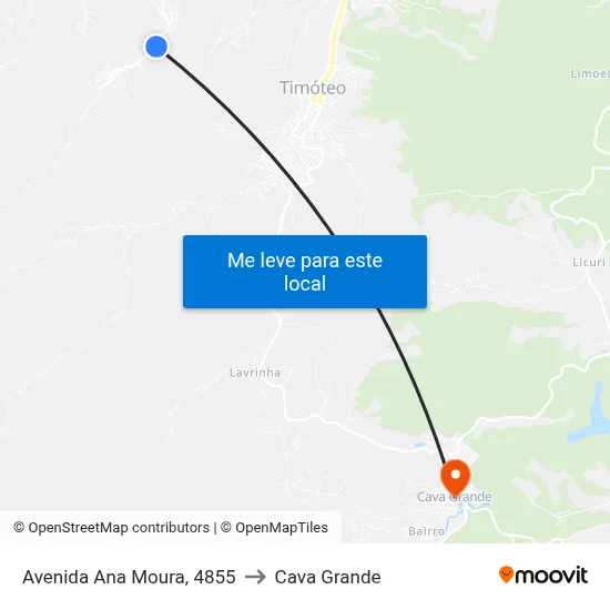 Avenida Ana Moura, 4855 to Cava Grande map