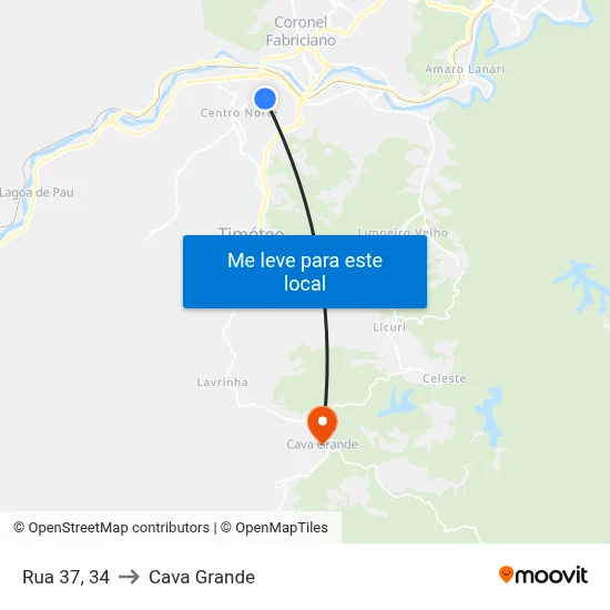 Rua 37, 34 to Cava Grande map