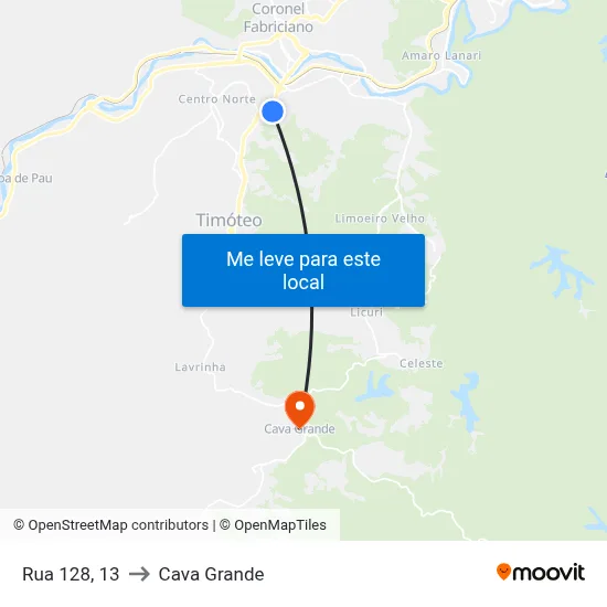 Rua 128, 13 to Cava Grande map