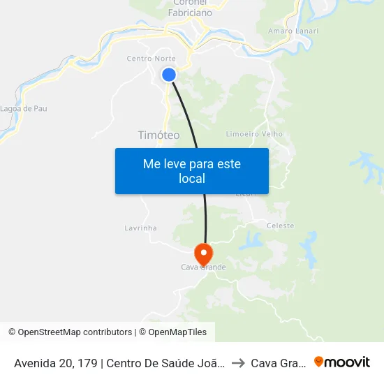 Avenida 20, 179 | Centro De Saúde João Otávio to Cava Grande map