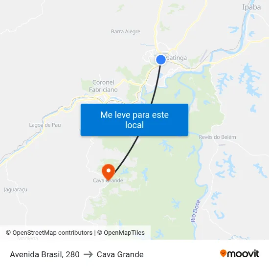 Avenida Brasil, 280 to Cava Grande map