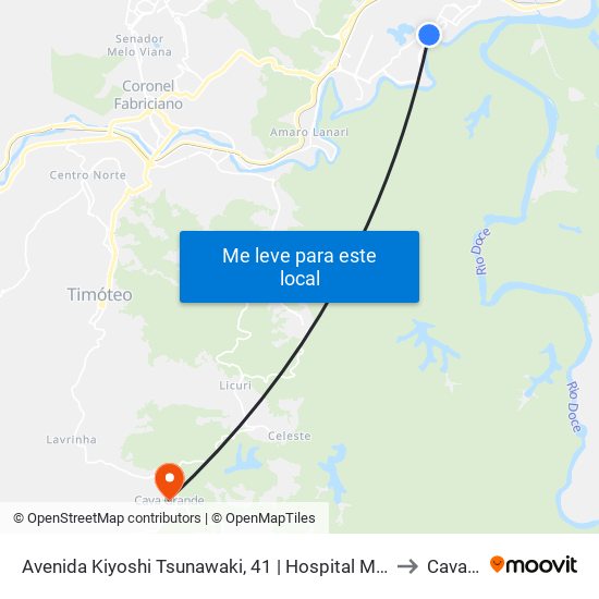 Avenida Kiyoshi Tsunawaki, 41 | Hospital Márcio Cunha, Unidade 1 - Linhas Municipais to Cava Grande map