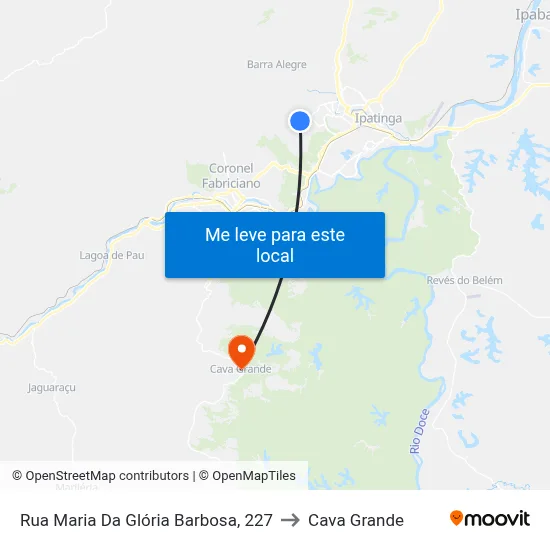 Rua Maria Da Glória Barbosa, 227 to Cava Grande map