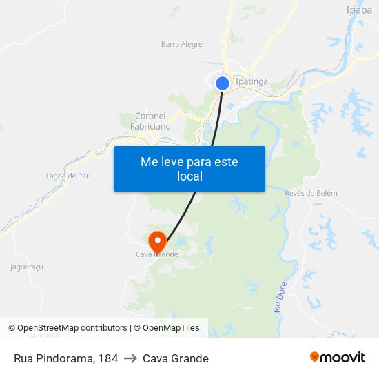 Rua Pindorama, 184 to Cava Grande map