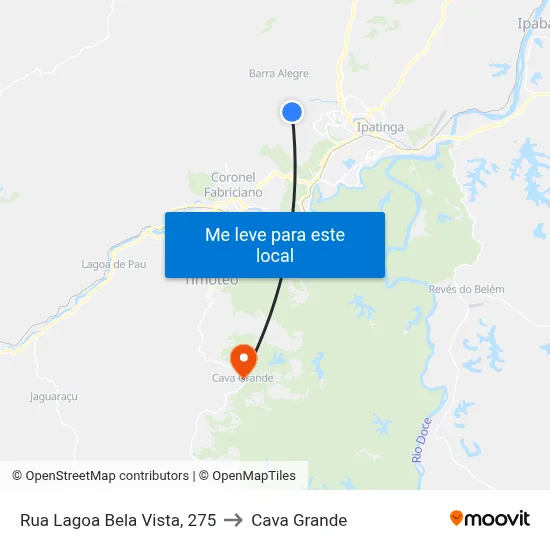 Rua Lagoa Bela Vista, 275 to Cava Grande map
