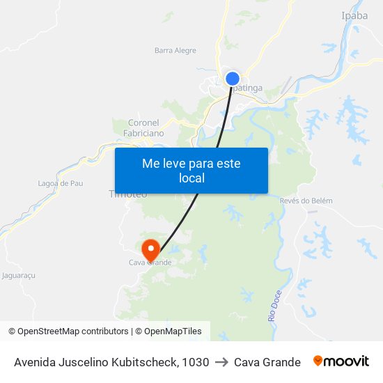 Avenida Juscelino Kubitscheck, 1030 to Cava Grande map