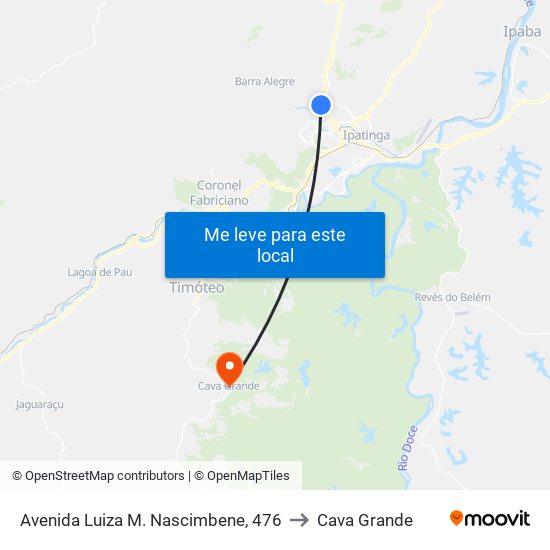 Avenida Luiza M. Nascimbene, 476 to Cava Grande map