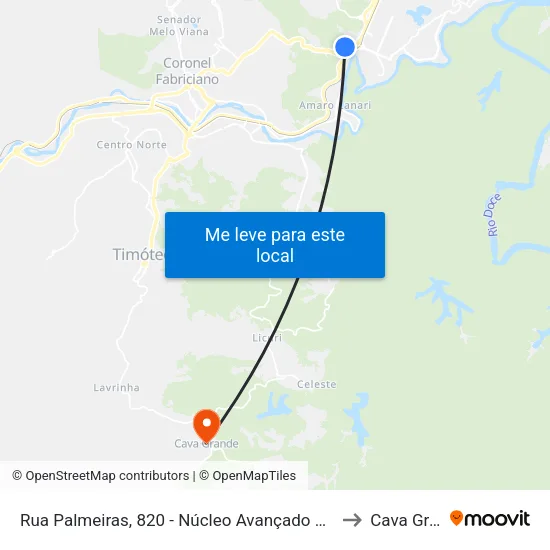 Rua Palmeiras, 820 - Núcleo Avançado Em Oftalmologia to Cava Grande map