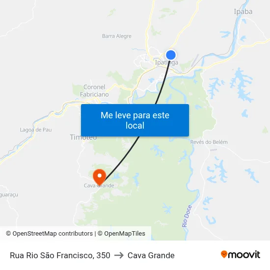 Rua Rio São Francisco, 350 to Cava Grande map