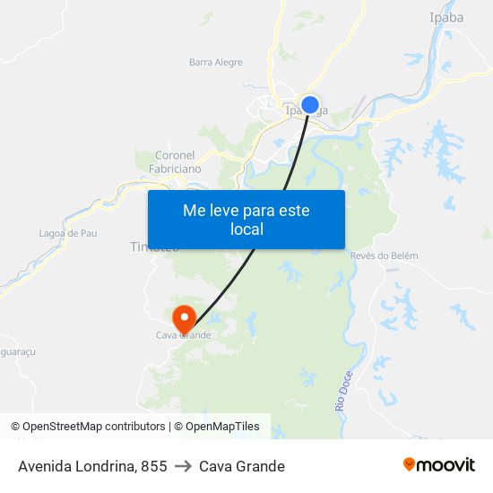 Avenida Londrina, 855 to Cava Grande map