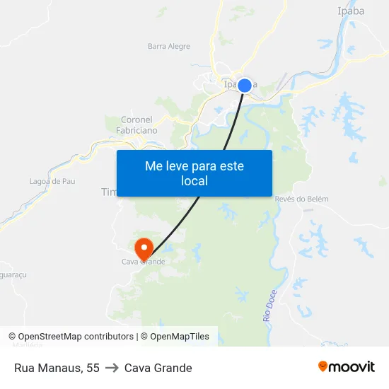 Rua Manaus, 55 to Cava Grande map