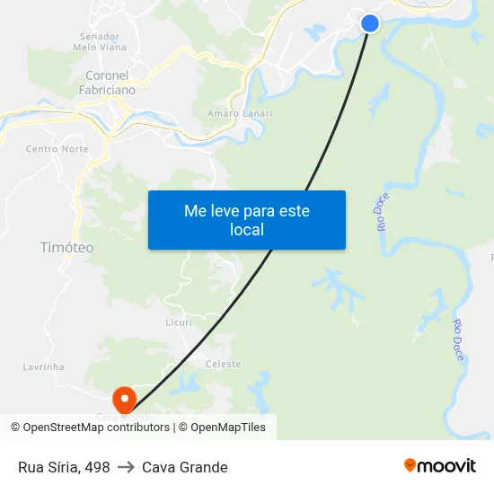 Rua Síria, 498 to Cava Grande map