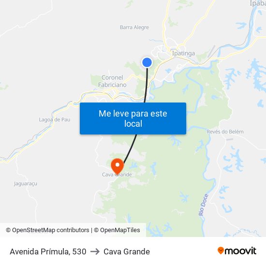Avenida Prímula, 530 to Cava Grande map