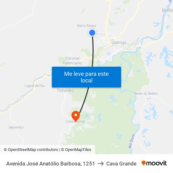 Avenida José Anatólio Barbosa, 1251 to Cava Grande map