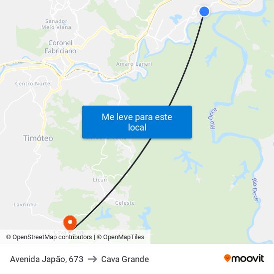 Avenida Japão, 673 to Cava Grande map