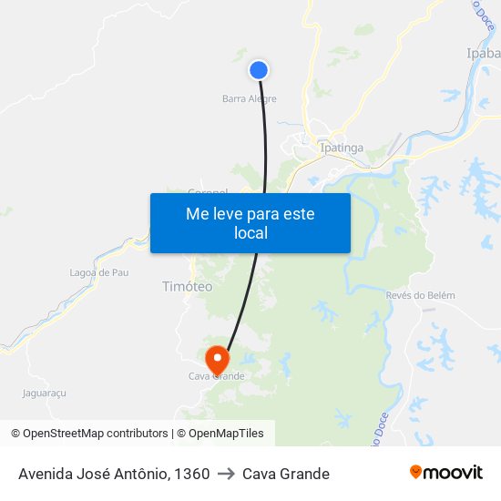 Avenida José Antônio, 1360 to Cava Grande map
