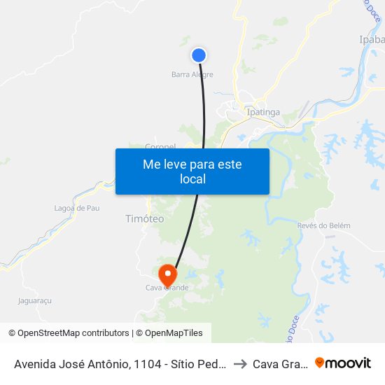 Avenida José Antônio, 1104 - Sítio Pedra Branca to Cava Grande map