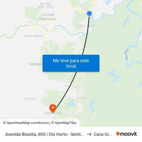 Avenida Brasília, 805 | Ete Horto - Sentido Ipatinga to Cava Grande map
